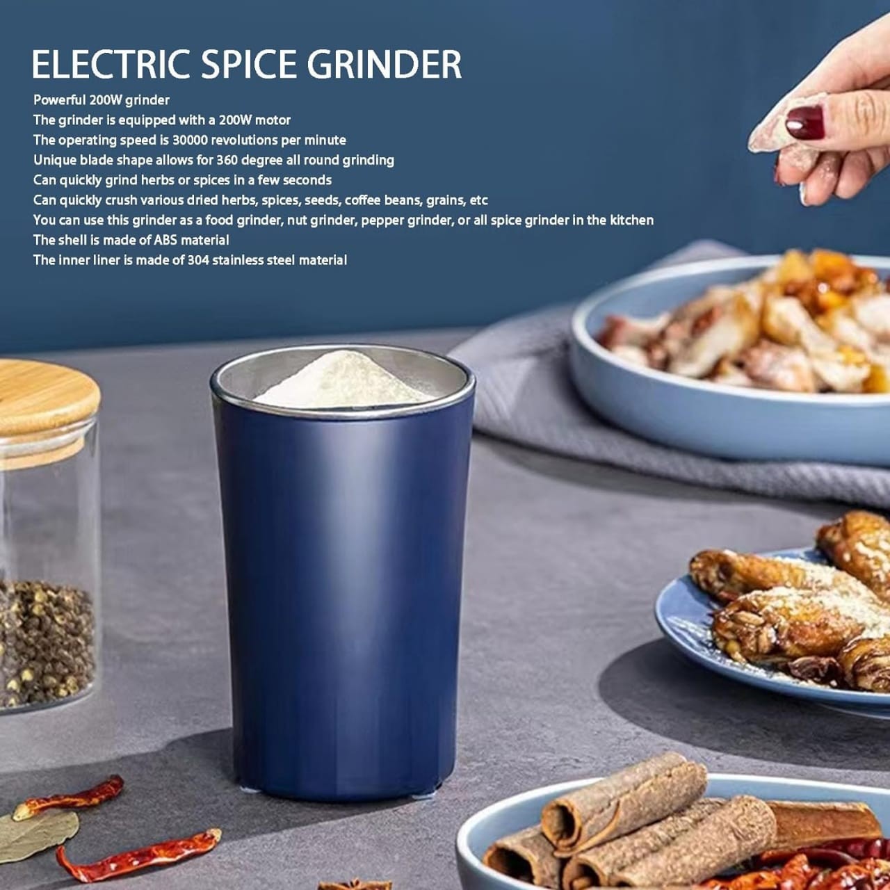 Electric 4 Blade High-Power Mini Grinder Machine.